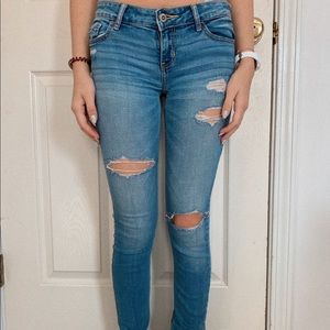 Lighter wash ripped jeans